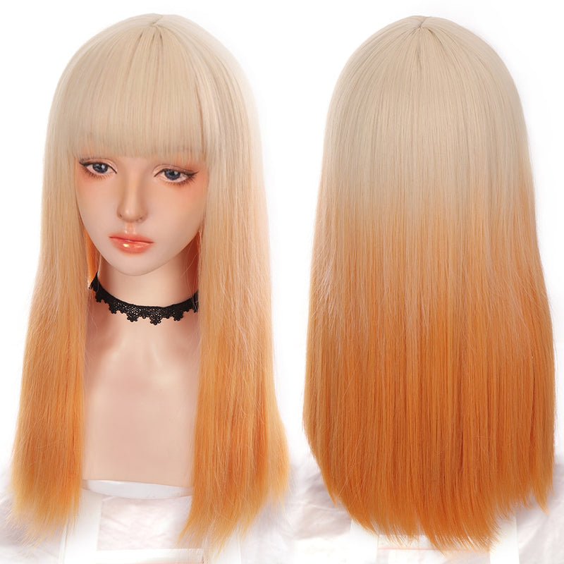 SHANGKE Synthetic Red Black Blonde White Lolita Wigs For Women Long Straight Wig With Bangs Genshin Impact Cosplay Wig