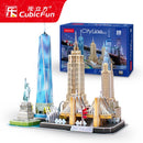 3D Puzzle Game DIY Toy Paper Miniature Model City London Paris New York Moscow Famous Building Assemble Game Toys For Kids Gifts