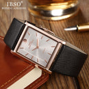 IBSO ultradünnes rechteckiges Zifferblatt Herrenuhren weiches Lederband Quarz Armbanduhr klassische Business-Uhr Herren Relogio Masculino
