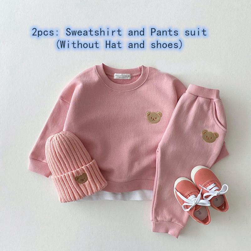 Kleinkind-Outfits, Baby-Trainingsanzug, süßes Bärenkopf-Stickerei-Sweatshirt und Hose, 2-teiliges Sport-Klage-Mode-Kind-Mädchen-Kleidungs-Set