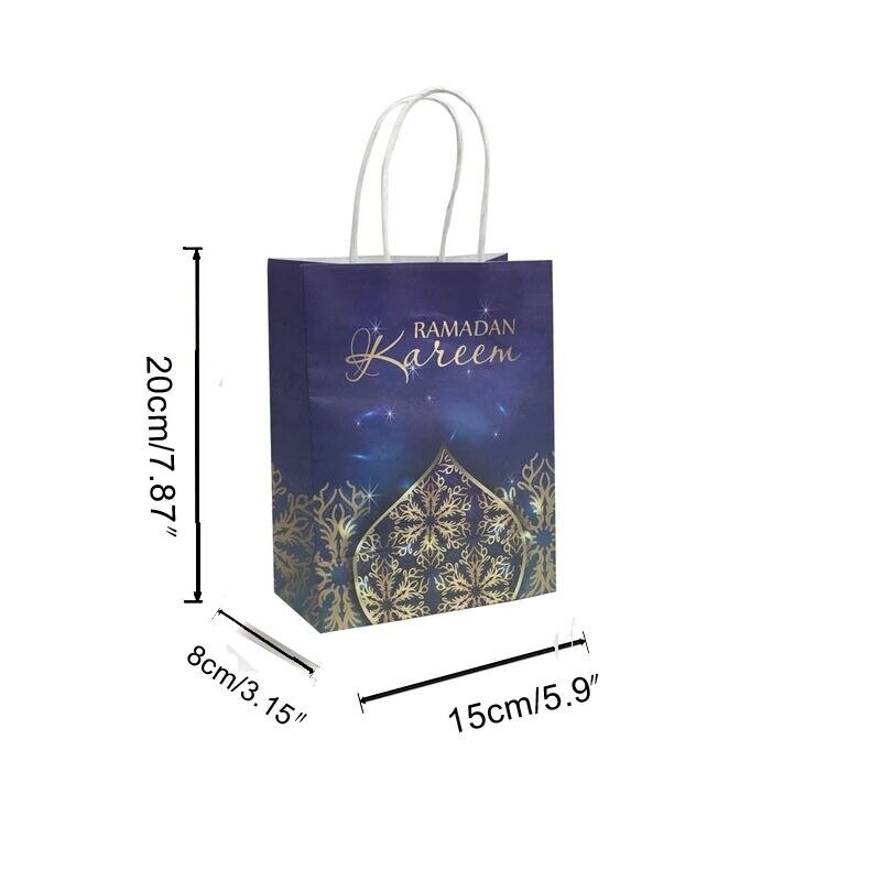 10/20/50 Uds. Bolsas de mano doradas musulmanas Eid Mubarak, embalaje de regalo conmemorativo, bolsa de papel Kraft de Ramadán, suministros para fiestas, bolsa de regalo