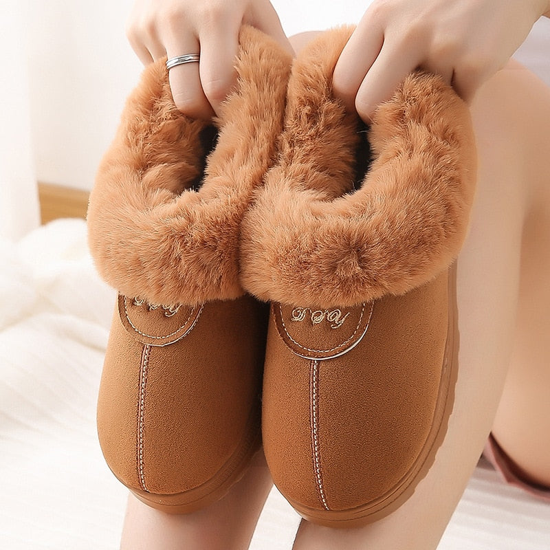 2022 Faux Fur Winter Warm Shoes Woman Men Indoor Slippers Soft Plush Anti-slip Lovers Home Floor Slipper Cotton Slides SH08271