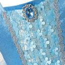 VOGUEON Girl Cinderella Princess Halloween Party Costume Short Sleeve Blue Fancy Ball Gown Children Fancy Birthday Clothes Frock