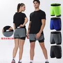 Gym shorts  Men Mock Two-Piece Marathon Running Track and Field Training Fitness Quick-Drying  Sports Shorts