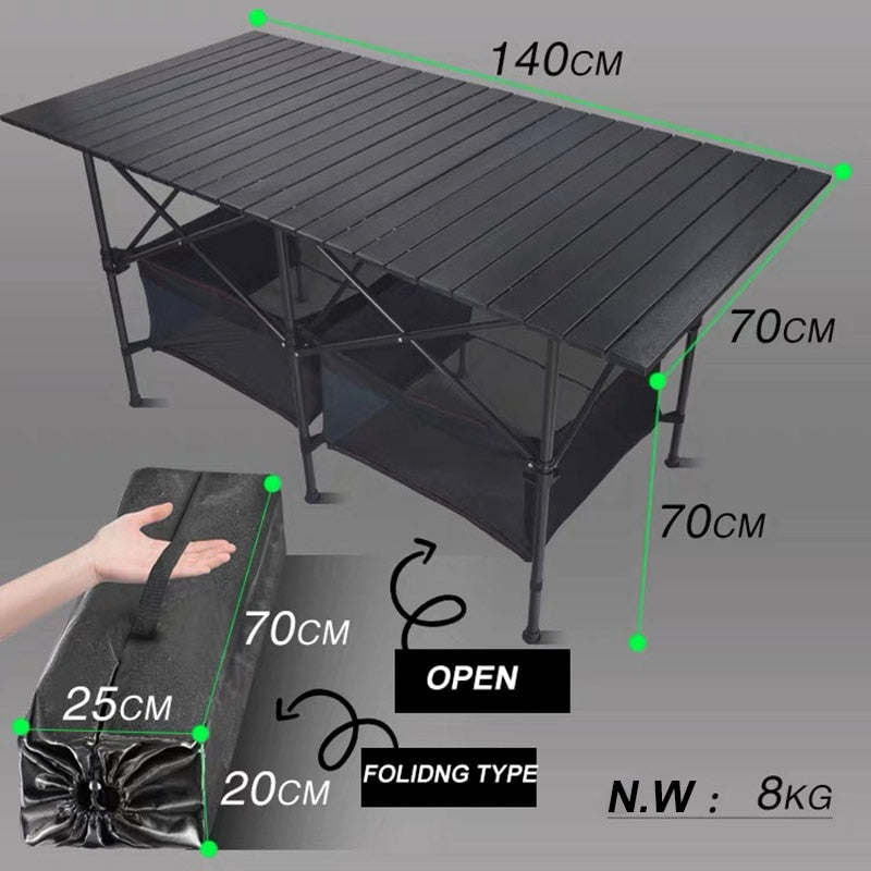 Outdoor Folding Table Chair   Camping Aluminium Alloy Picnic Table Waterproof Durable Folding Table Desk For 140*70*70CM