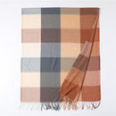 2022 Plaid Women Hijab Scarf Pashmina Lady Shawls Foulard Headband Tassel Cashmere-like Winter Scarves Warm Female Wraps Bandana