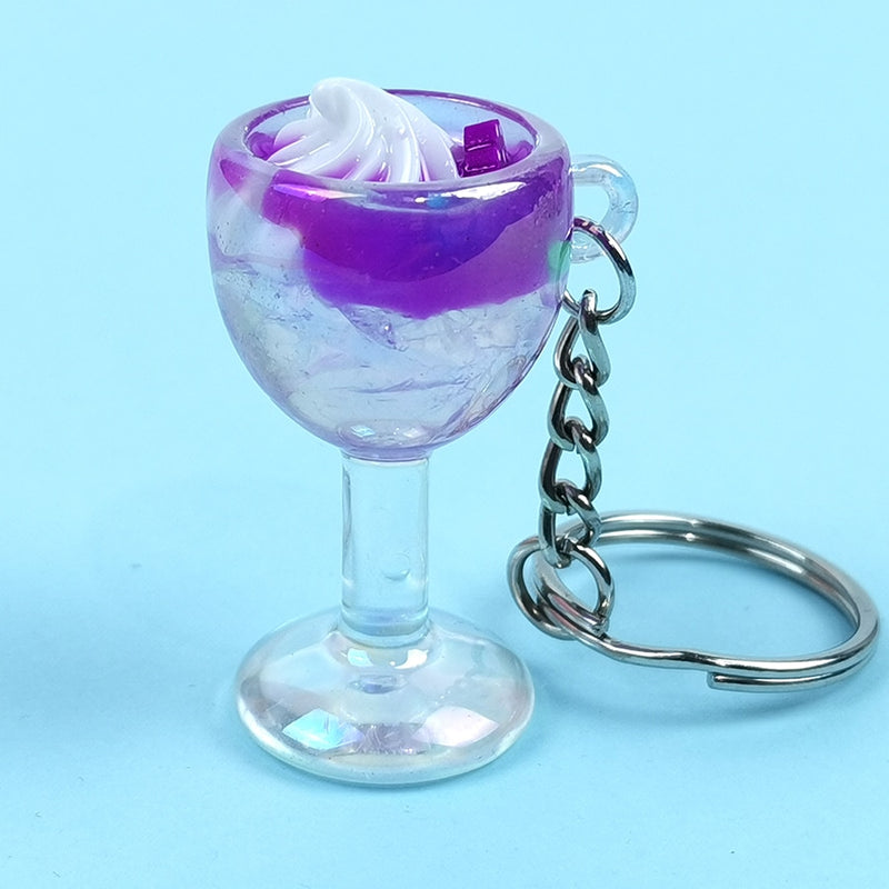 Acrylic Cute Simulation Mini Goblet Keychain Drink Fruit Juice Keyring Backpack Pendant Women Girl Men Key Chain Trinket Gift