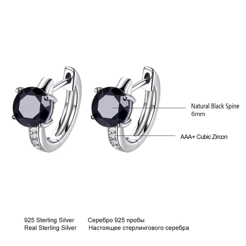 UMCHO Natürliche schwarze Spinell-Ohrringe für Frauen, 100 % echte 925er Sterlingsilber-Ohrringe, weibliche Verlobung, feiner Schmuck