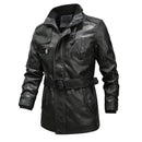 Chaqueta de cuero Mountainskin para hombre, chaqueta larga de invierno 2022 para hombre, cortavientos de PU para motocicleta, ropa de marca ajustada a la moda para hombre 6XL SA810