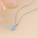 Silver Color Necklaces Heart Shape White Pink Blue Opal Necklaces &amp; Pendants with Cubic Zirconia Fashion Jewelry Gift  for Women