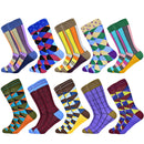 Hot Sale Men Socks 2020 New Colorful Gifts for Men Cotton Mens Socks Geometric Lattice Classic Happy Business Casual  Socks Men