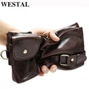 WESTAL Men Belt Bag Men's Waist Bags Genuine Leather Male Fanny Pack Leather Money Phone Pouch Bag Hip Men's Shoulder Bags 9080
