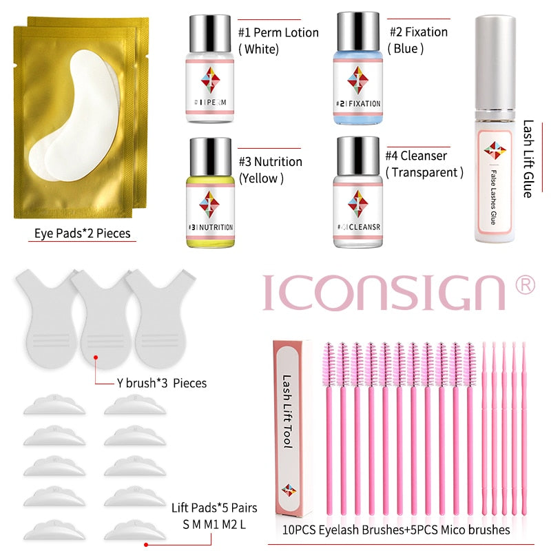 Versión actualizada ICONSIGN Kit de elevación de pestañas Juego de permanente de pestañas Levantamiento de pestañas Curl de pestañas Potenciador de pestañas para salón Herramienta de maquillaje de ojos