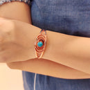 Vinterly Magnetic Copper Bracelet Blue Stone Oval Adjustable Open Cuff Bracelets Charm Copper Bracelets & Bangles for Women