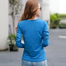 Brief Stickerei 2022 Herbst Baumwolle T-Shirt Frühling Frauen Langarm Lässige Rote T-Shirts Mode Oansatz Blau Gelb Einfache Tops
