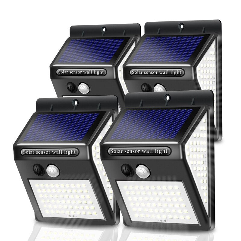 100 ~ 150 LED-Solarlicht-Solarlampe im Freien PIR-Bewegungssensor Solarbetriebenes Straßenveranda-Weg-Sonnenlicht für Gartendekoration