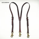Suspenders Vegetable tanning leather strap Bronze retro scalper strap