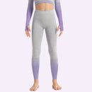 SHINBENE Stretchy High Waist Seamless Athletic Sport Workout Tights Women Striped Hip Enhancing Running Gym Fitness Leggings