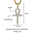 D &amp; Z oro blanco Ankh colgante Iced Out CZ piedras para hombre Micro pavimentado AAA CZ Hip Hop oro plata Color encanto cadenas joyería regalo