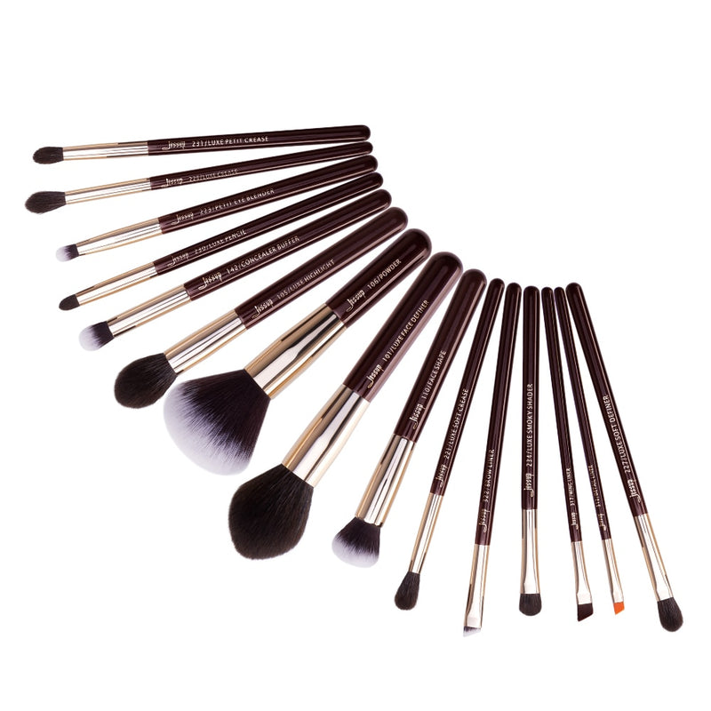 Jessup Beauty Makeup Brushes Kit 15pcs Natürlich-synthetisches Haar Pinceau Maquillage Blending Powder Liner Cosmetics Tool T222