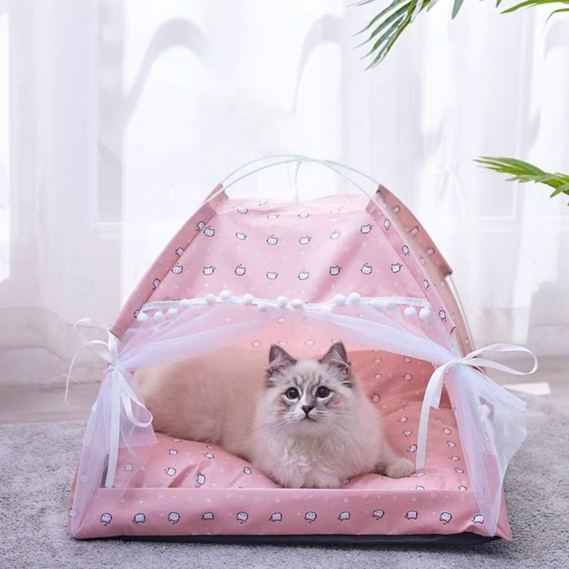 Sweet Princess Cat Bed Foldable Cats Tent Dog House Bed Kitten Dog Basket Beds Cute Cat Houses Home Cushion Pet Kennel Products