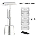 HAWARD Matte Black Safety Razor Fits All Double Edge Razor Blades Classic Manual Metal Razor For Men&amp;Women,20 Shaving Blades
