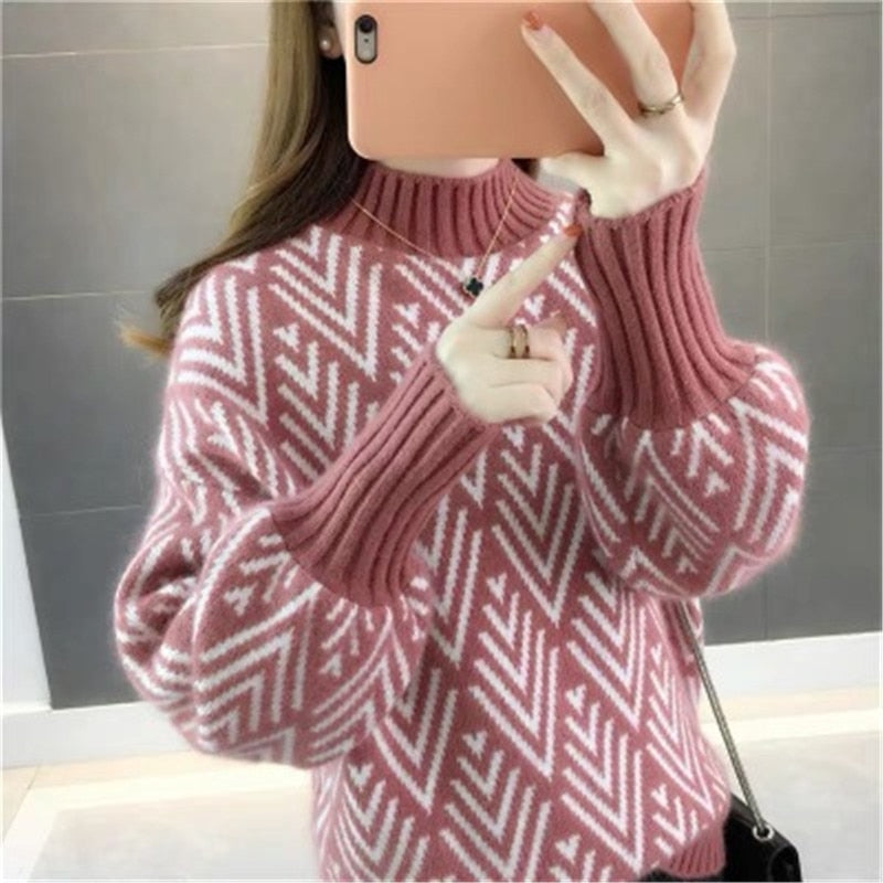 Herbst Winter Strickpullover Frauen 2020 neue Koreanische Mode Lose Faule Kurze Laterne Ärmel Pullover Pullover Weibliche Tops