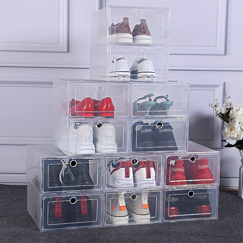 6pcs Plastic Box Storage Transparent Shoes Box Organizer Drawer Modern Organizer Boxes Container Shoes For Storing Boxes Storage