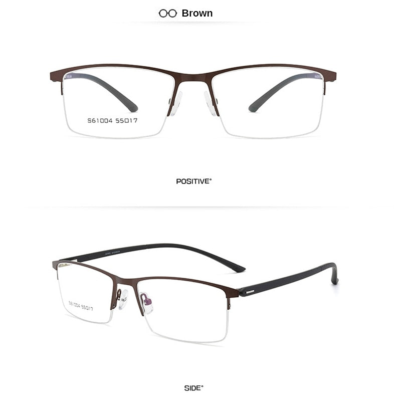 Business Half Rim Men Glasses Frame Metal Alloy Eyeglasses Fashion Cool Optical Eyewear Man Spectacles Prescription Frames