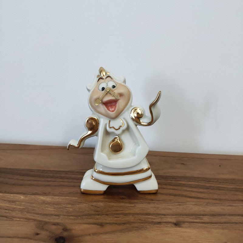 Cartoon Beauty And The Beast Teekanne Tasse Mrs Potts Chip Teekanne Tassen Set Cogsworth Porzellan Geschenk 18 Karat vergoldete Emaille