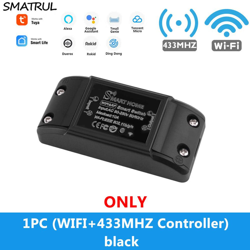 SMATRUL Tuya Smart Home APP WiFi Interruptor táctil Luz RF 433Mhz Panel de pared DIY Módulo de relé Temporizador Alexa Socket Lámpara 110-220V