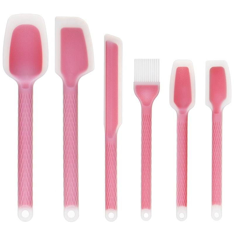 6 Pcs Kitchen Utensils Set Kitchenware Spatula Spoon Scraper Brush Tools Silicone Baking Cooking Cake Accessories