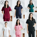 Hospital sala de operaciones negro azul enfermera Scrubs Set salón de belleza trabajo uniforme médico quirúrgico Tops pantalones mascota Doctor ropa de trabajo