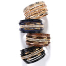 Amorcome Lederarmbänder mit Schlangenhautmuster für Frauen 2022 Trendy Metal Pipe Wide Multilayer Wrap Bracelet Female Jewelry Gift