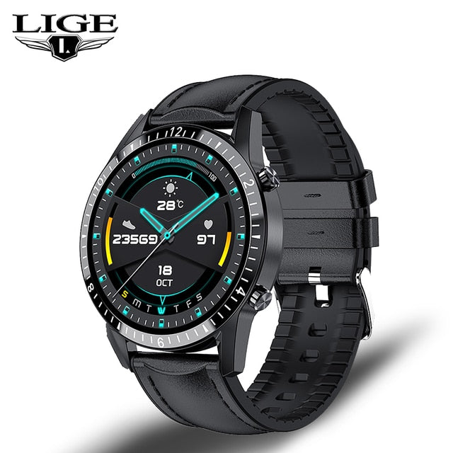 LIGE 2022 Smart Watch Men Full Touch Sport Fitness Watch Blood Pressure Waterproof Bluetooth Call For Android Ios Smartwatch Men