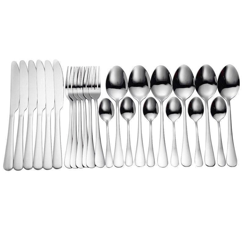 Tablewellware Tableware Black Cutlery Set 24 Pcs Stainless Steel Cutlery Box Forks Knives Spoons Dinner Set Kitchen Spoon Set