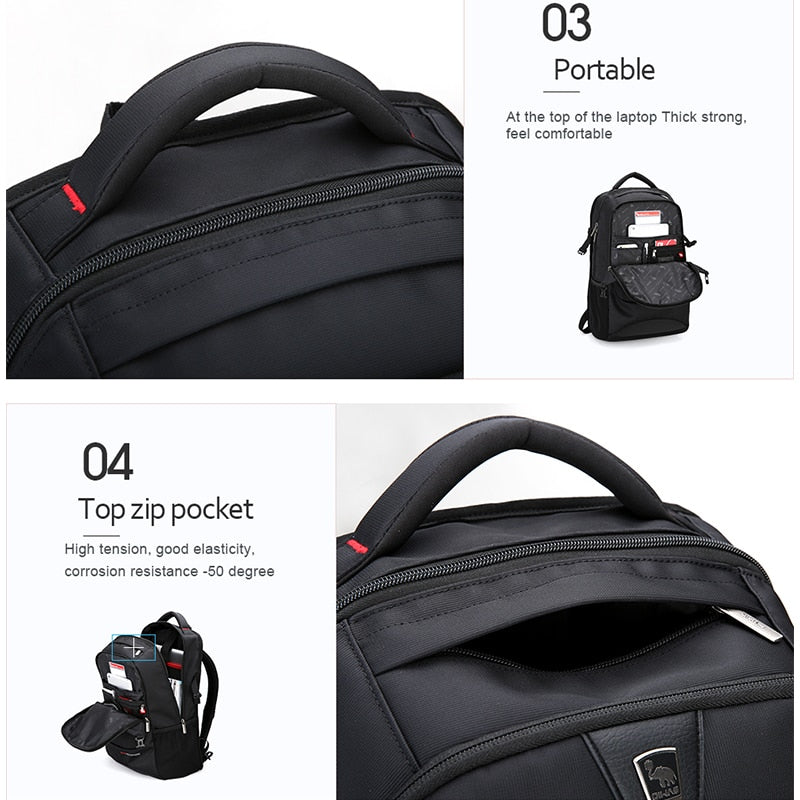 OIWAS, mochila informal para ordenador portátil de negocios, mochila para hombre, multifunción, impermeable, bolsa portátil de gran capacidad para viajar al aire libre