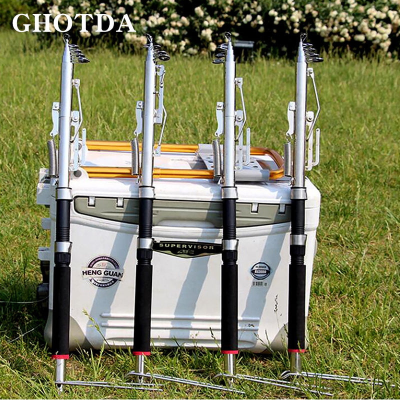 GHOTDA, nuevo, plegable, automático, doble ángulo de resorte, soporte para aparejos de caña de pescar, soporte de pesca de acero antioxidante, soporte para caña de pescar Ta