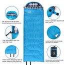Desert&amp;Fox Soft Flannel Sleeping Bags with Pillow for Adult Kids Winter Sleeping Bag Warm Lining Hiking Camping Bags with Sack