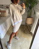 2022 New Women Casual Two Piece Set Women Elegant Hoodie Sweatshirt And Harajuku A-line Skirts Two Piece Set Front Pocket Suit