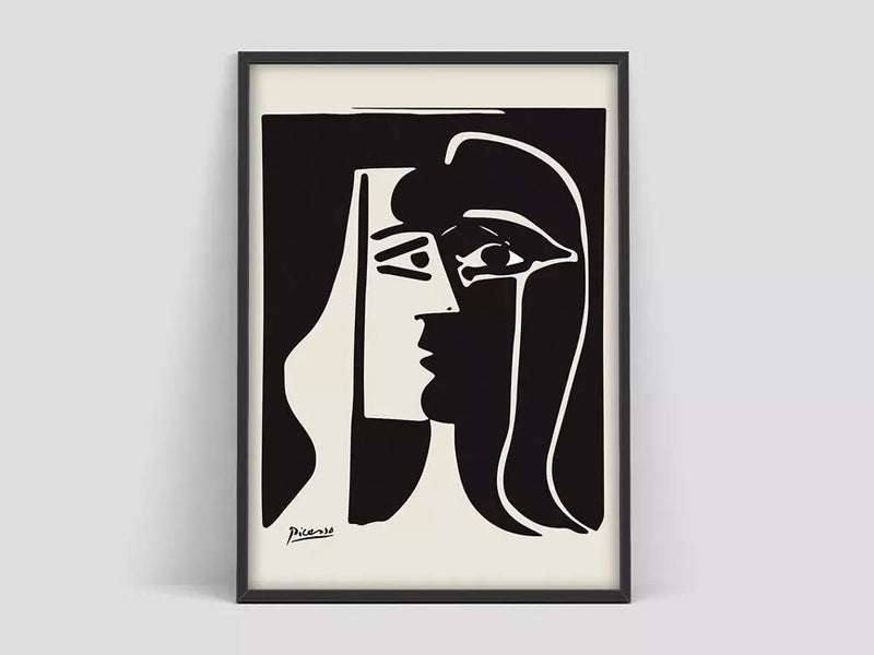 Home Decoration Pablo Picasso Schwarz Weiß Gesicht Leinwand Gemälde Wandkunst Poster Modulares Bild Kein Rahmen Für Nachttisch Hintergrund