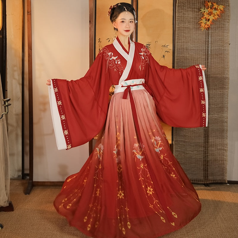 Traje de Hanfu tradicional chino para mujer, vestido de la dinastía Han antigua, vestido de princesa Oriental, ropa de baile elegante de la dinastía Tang para mujer