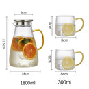 1.8L Colorful Glass kettle Heat-resistant Explosion-proof Large-capacity Teapot Fruit Juice Jug Drinkware Glass Pot Teacups set