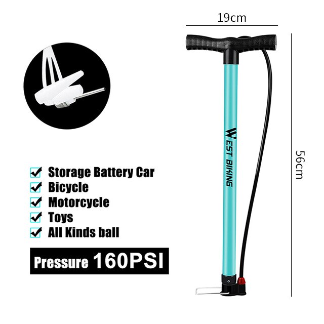 WEST BIKING Bike Floor Pump 120/160PSI High Pressure Cycling Pump Air Inflator Schrader Presta Valve Road MTB Bicycle Tire Pump