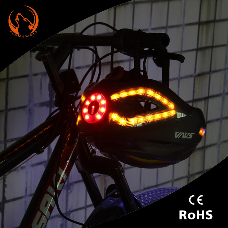 Bicycle Helmet LED Turn Signal Tights Rechargeable Intergrally-molded Cycling Helmet Mountain Road Bike Helmet Sports Safety Hat