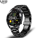 LIGE 2020 New Steel Band Digital Watch Men Sport Watches Electronic LED Male Wrist Watch For Men Clock Waterproof Bluetooth Hour
