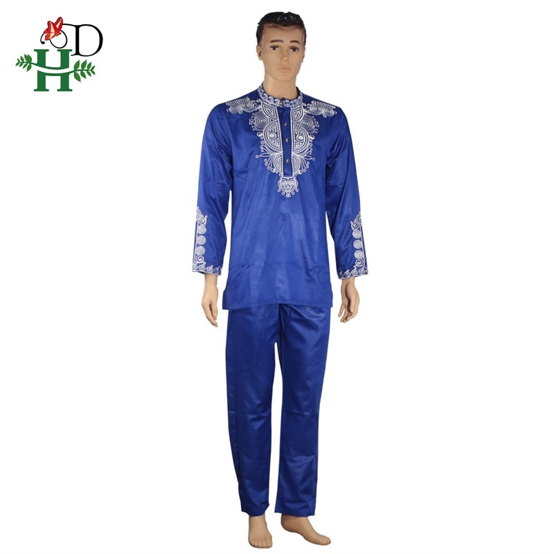 H&amp;D Dashiki Herren Top Pant 2-teiliges Outfit-Set Afrikanische Herrenkleidung 2022 Riche Afrikanische Kleidung für Herren Dashiki Hemd mit Hose