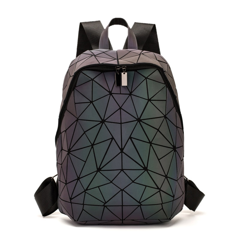 Set Rucksäcke Frauen Geometrische Leuchtende Rucksack Schulgeldbörse Holographische Nachtleuchtende Reise Bagpack Studentin Rucksack 2021