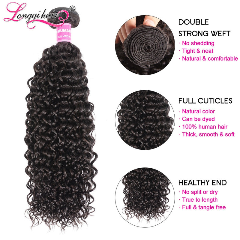 Longqi Hair Cambodian Curly Hair Bundles 3 4 Bundles Jerry Curl Human Hair Bundles Remy Hair Weave Bundles 8 - 26 Inch