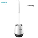 Self Cleaning Toilet Brush Holder Bathroom Set Tool Silicone Universal Wc Accessories Standing Black Household Long Handle Soft